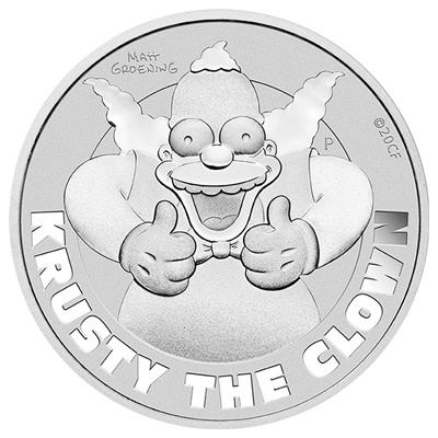 2020 1oz Silver Coin The Simpsons - KRUSTY THE CLOWN - Click Image to Close